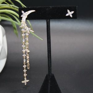 Asymmetrical Crescent and Star Earrings